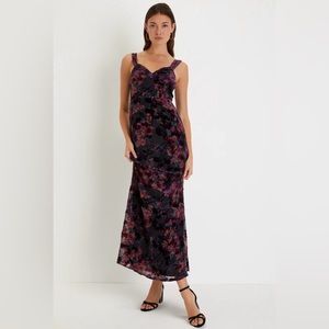 Lulu's Black and Purple Floral Maxi Dress